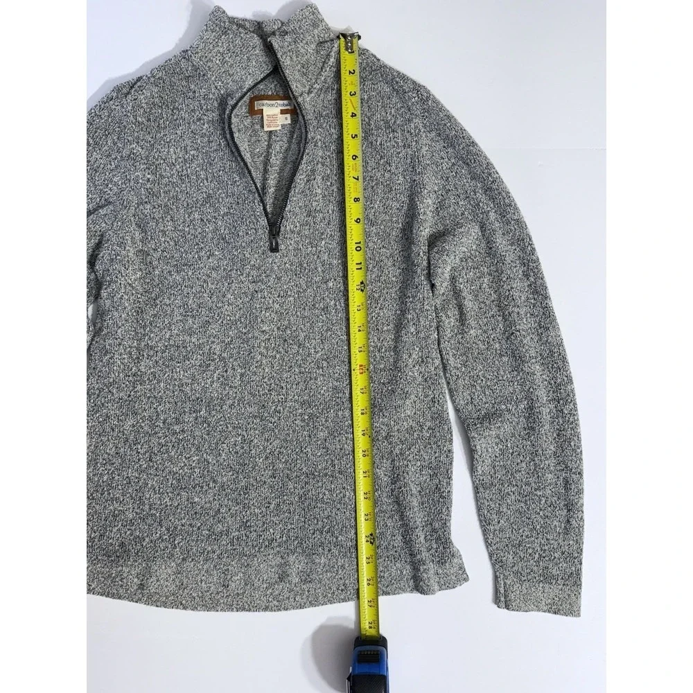Carbon2Cobalt Mens Small Grey Marled Quarter Zip Cotton Blend Sweater‎ Mock Neck
